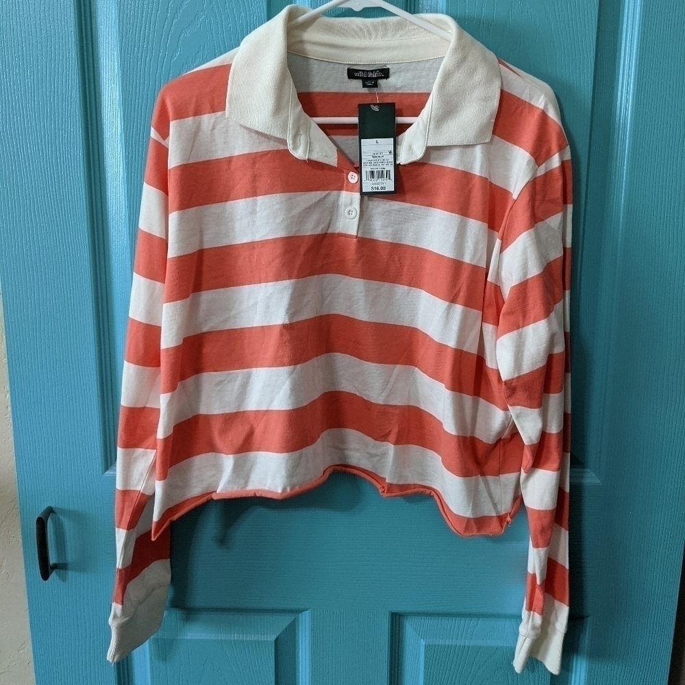 2/$20 Wild Fable coral/white cropped polo style